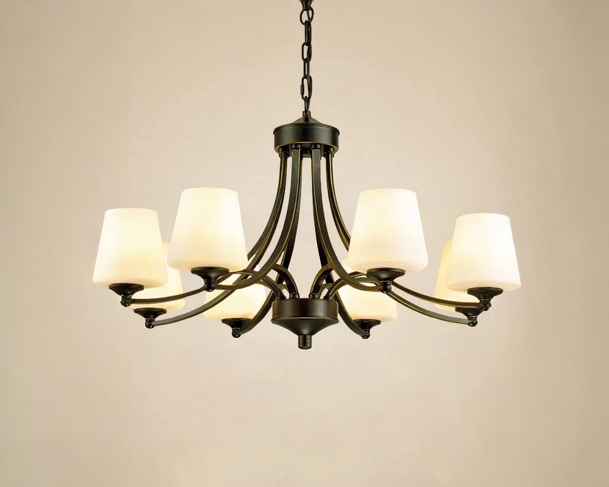 Lustre avec abat-jour en verre de style rétro – Image 4