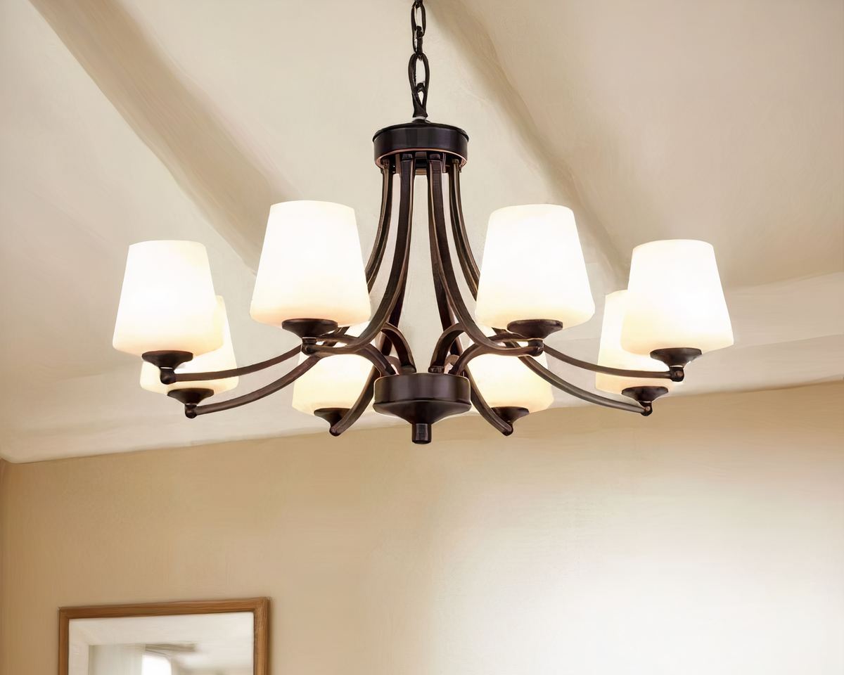 Lustre avec abat-jour en verre de style rétro – Image 5