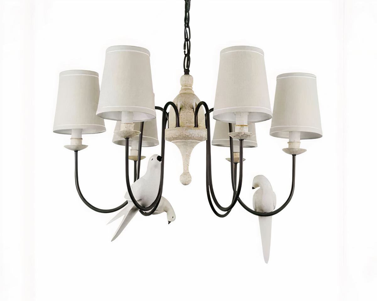 Lustre avec abat-jour romantique et oiseaux perchés – Image 4