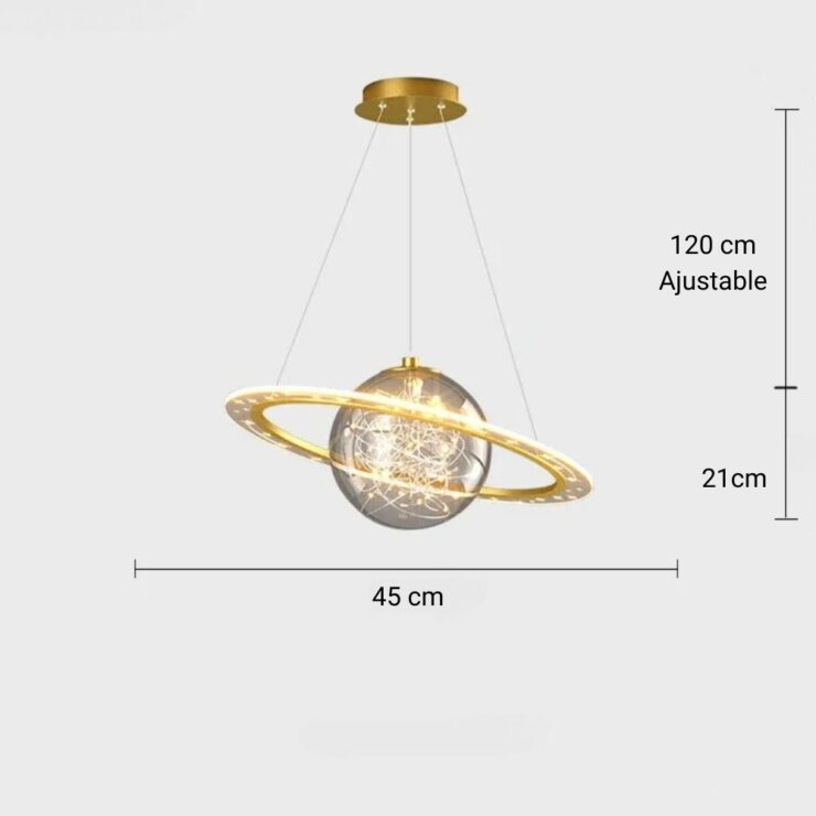 Lustre enfant planète avec anneau lumineux