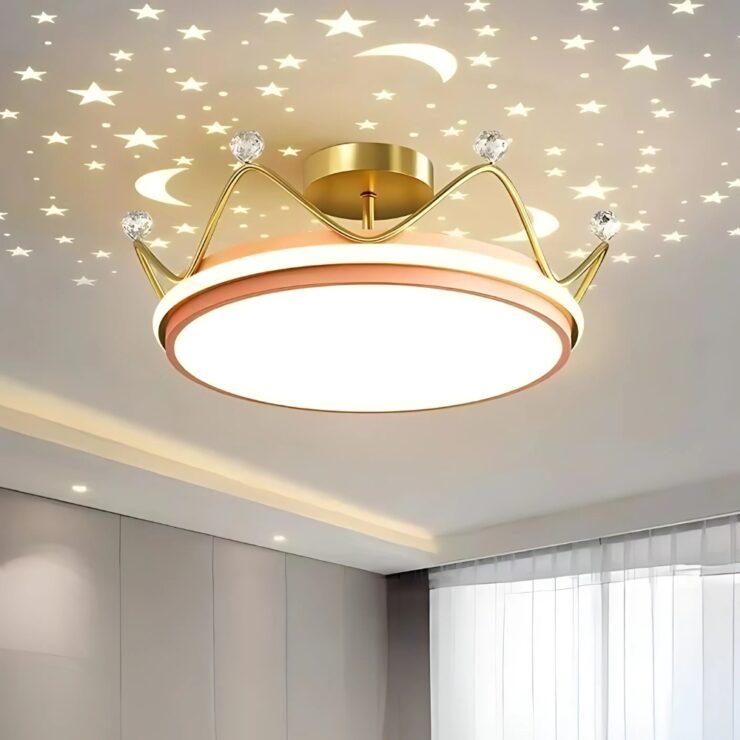 Lustre chambre fille couronne enchantée