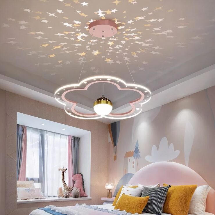Lustre enfant en forme de nuage avec boule lumineuse