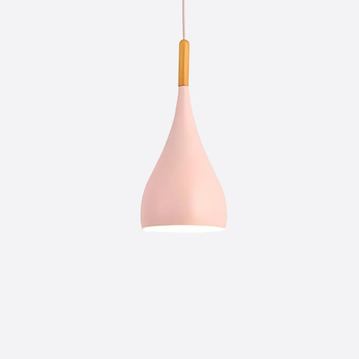 Lustre scandinave moderne en métal et bois