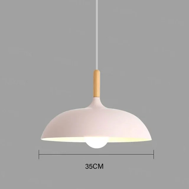 Lustre scandinave rond en métal et bois