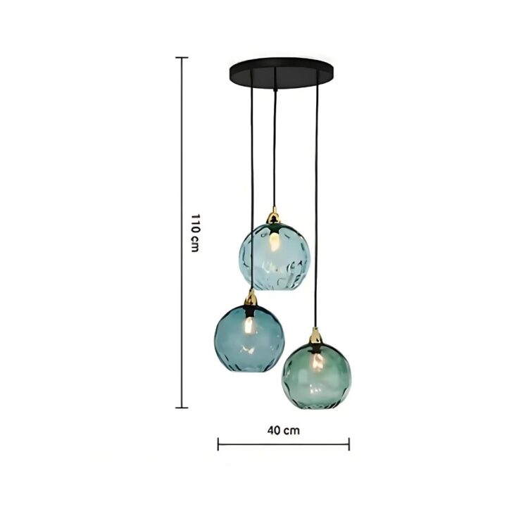 Lustre pendant en verre coloré style art-déco