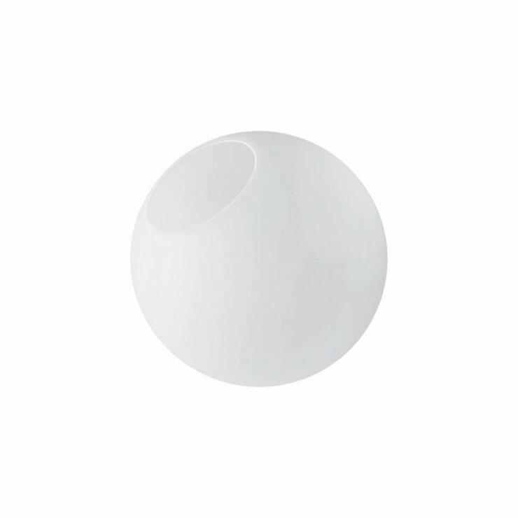 Boule de verre blanche pour lustre, au design épuré et élégant, parfaite pour diffuser une lumière douce et homogène dans la pièce.