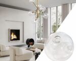 Boule verre pour lustre transparente, conçue pour diffuser la lumière avec élégance et ajouter une touche moderne et épurée à tout intérieur.