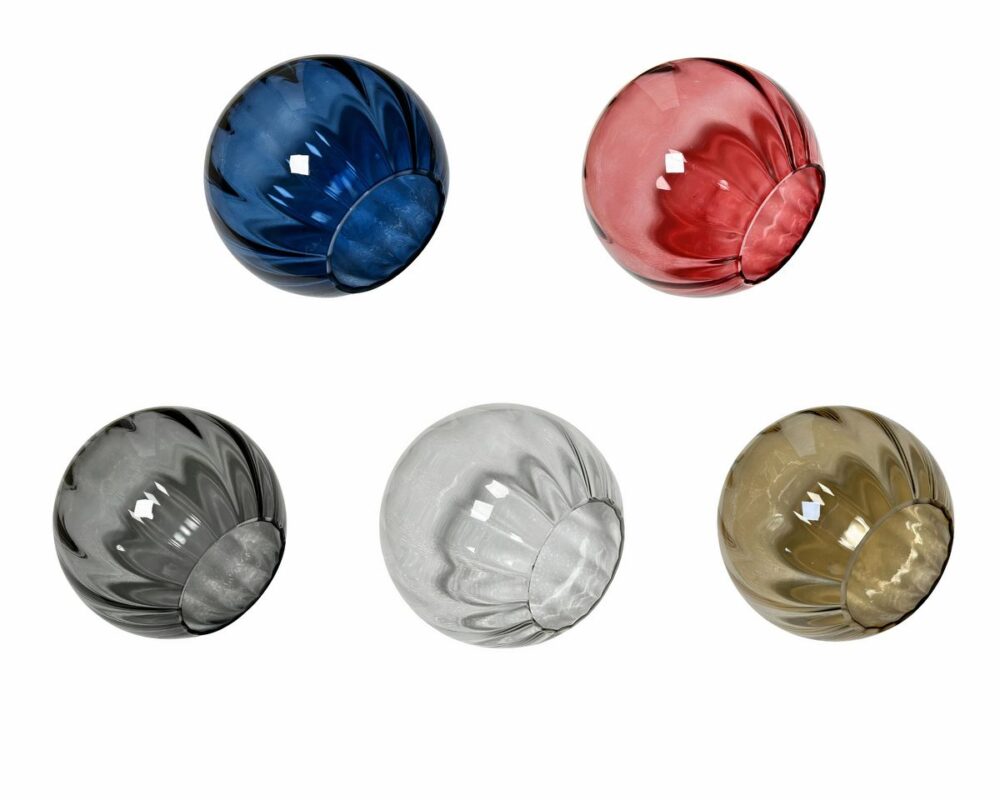 Globes en verre strié pour lustre ancien, disponibles en plusieurs couleurs élégantes comme le bleu, le rouge, le gris, le transparent et l'ambre, ajoutant une touche classique et sophistiquée aux luminaires.