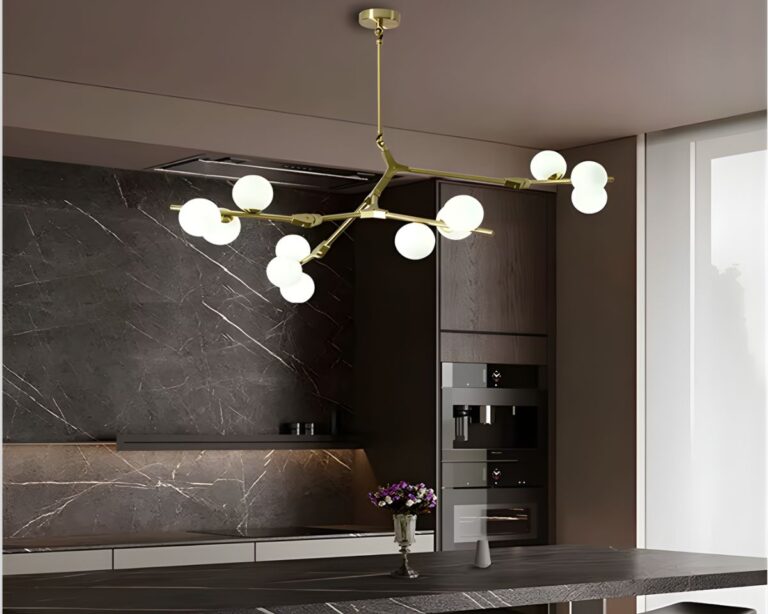 Lustre moderne branche avec boules en verre • Lustre Design