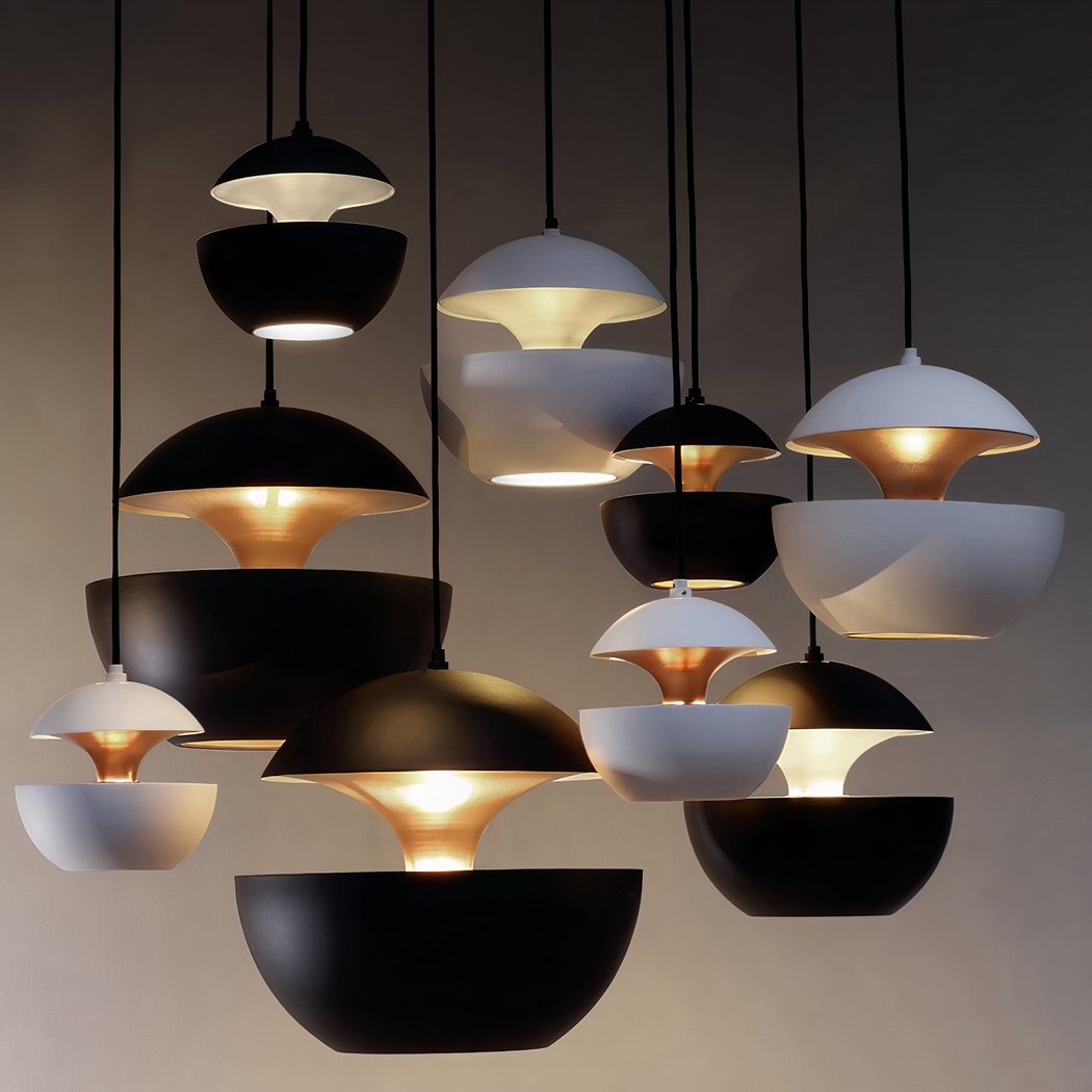 Lustre boule design noir intérieur doré – Image 3