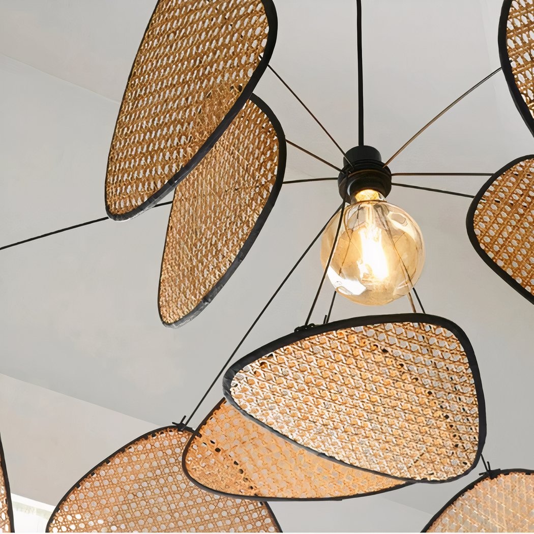 Lustre en rotin tressé style bohème chic contemporain – Image 2