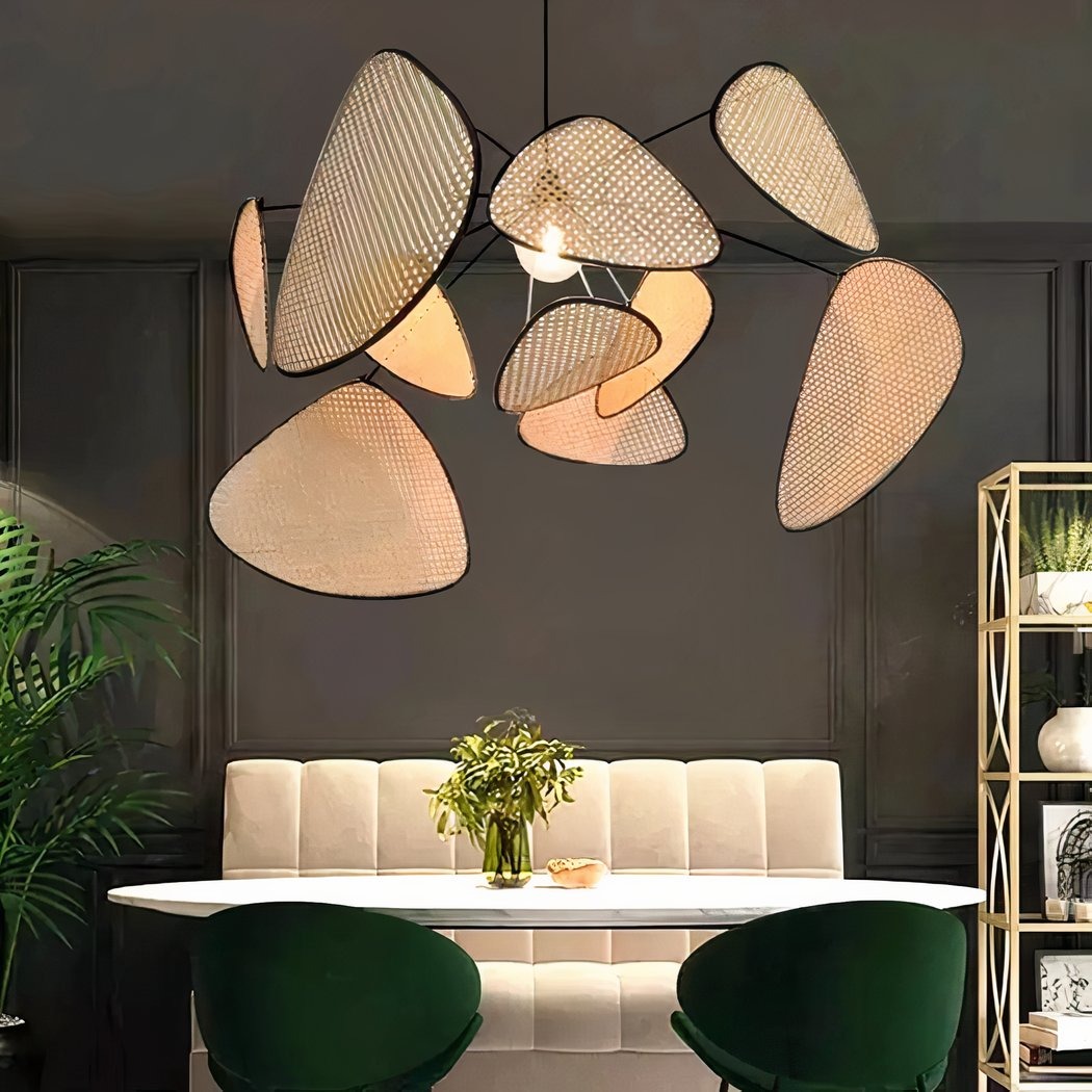 Lustre en rotin tressé style bohème chic contemporain – Image 3